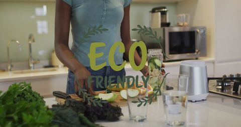 Eco Conscious African American Woman Preparing Healthy Meal at Home