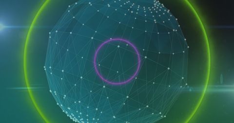 Abstract Digital Sphere with Neon Connections - Download Free Stock Images Pikwizard.com
