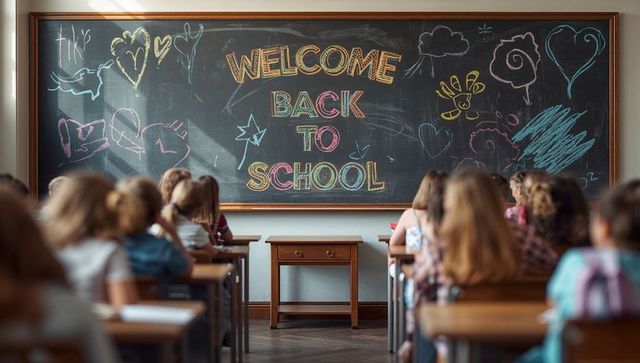 Welcome Back to School Chalkboard Art in Classroom