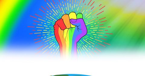 Rainbow Fist of Pride Symbolizing LGBTQIA Unity and Empowerment