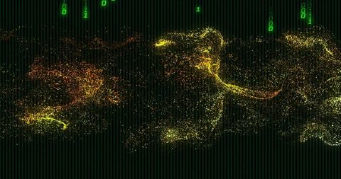 Futuristic Binary Streams and Abstract Neon Light Clusters