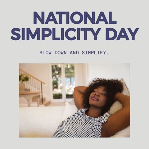 restful african american woman celebrating national simplicity day - Download Free Stock Templates Pikwizard.com
