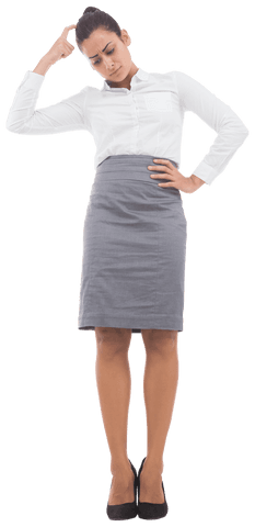 Thoughtful Businesswoman Considering Ideas Transparent Background
