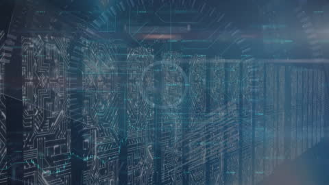 Digital Data Scan in Futuristic Server Room Environment