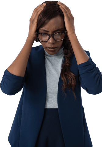 Transparent Businesswoman Expressing Stress and Headache