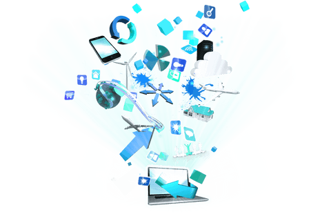 Digital Communication Icons Expanding from Laptop on Transparent Background - Download Free Stock Videos Pikwizard.com