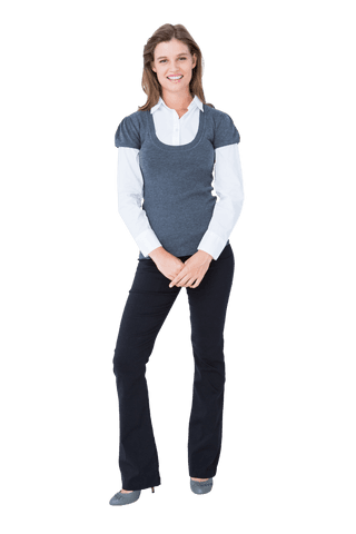 Attractive Young Woman Smiling Isolated on Transparent Background