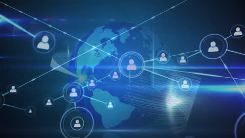 Global Networking Concept with Digital Human Icons