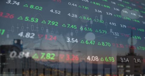 Digital Financial Data Over Cityscape Conveying Global Trading - Download Free Stock Images Pikwizard.com