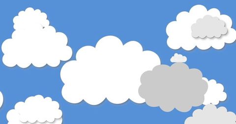 Red Sale Text Ascends Amidst Clouds in Blue Sky