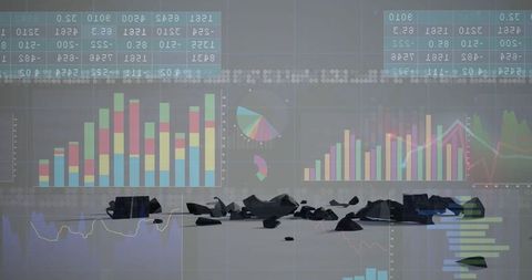 Futuristic data visualization with broken fragments