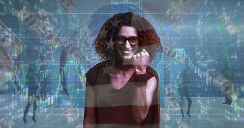 Empowered Businesswoman Amidst Financial Growth Concepts