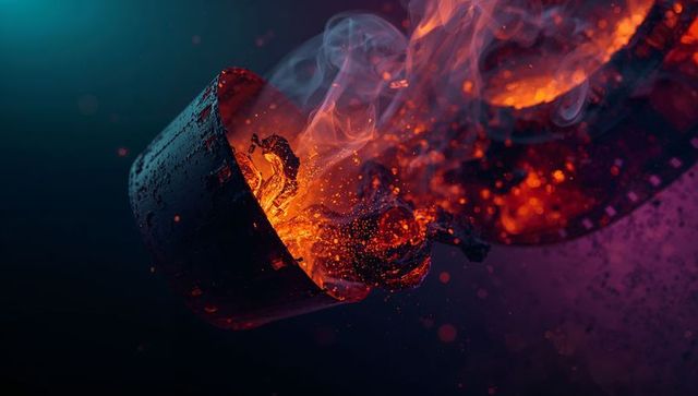 Explosive Molten Core of Industrial Metal Cylinder with Smoke