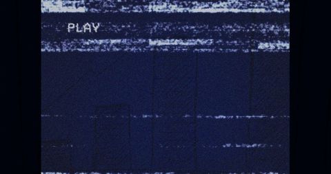 Retro Distorted TV Screen with Play Button and Static Bands