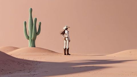 Cowgirl exploring desert dunes in southwestern adventure