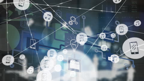 Futuristic Digital Network with Data Processing in Blue Themed Background