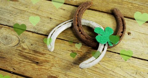 Lucky Horseshoes and Green Shamrock for St. Patrick's Day - Download Free Stock Images Pikwizard.com