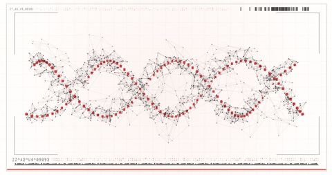 Futuristic dna helix with digital connections