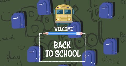 Cheerful back to school banner with supplies