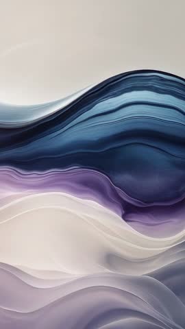 Vertical loopable abstract fluid wave animation flowing in deep blue and violet layers