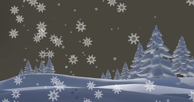 Peaceful Snowfall Over Winter Night Landscape - Download Free Stock Images Pikwizard.com