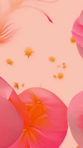 Drifting pink petals and golden sparkles in vertical floral animation