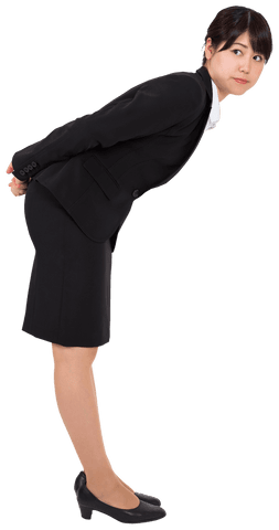 Asian businesswoman bending on transparent background