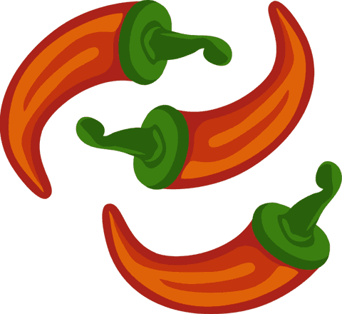 Three Spicy Red Chilies on Transparent Background Vector Illustration