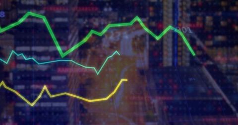 Three-Line Data Graph Visualization on Digital Grid Screen