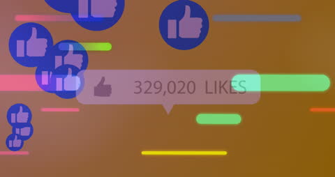 Social Media Reactions with Colorful Animations on Orange Background