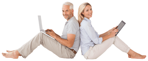happy caucasian couple using electronics on transparent background - Download Free Stock Videos Pikwizard.com