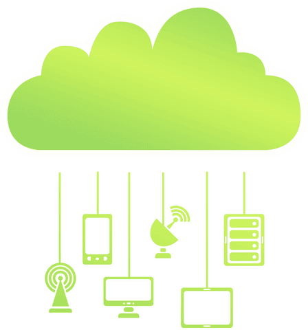 digital green cloud with hanging internet devices on transparent background - Download Free Stock Videos Pikwizard.com