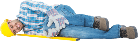 Construction Worker in Pain Lying Transparent Background