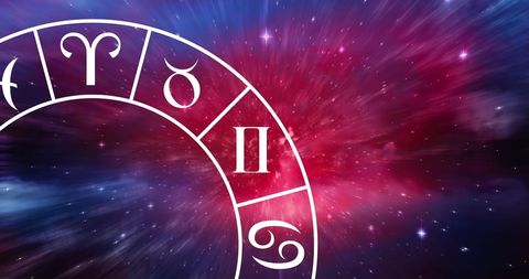 Astrology Symbols with Cosmic Background Visualizing Zodiac Concept