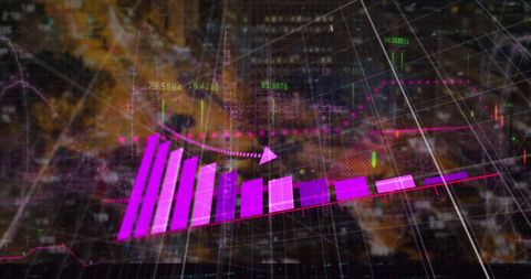 Futuristic Chart with Digital Overlay in Cityscape Background - Download Free Stock Images Pikwizard.com