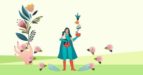 Superhero Mother in Retro Art with Nature and Plant Themes - Download Free Stock Images Pikwizard.com