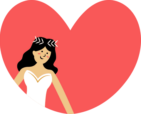 transparent flat illustration of bride with red heart background - Download Free Stock Videos Pikwizard.com