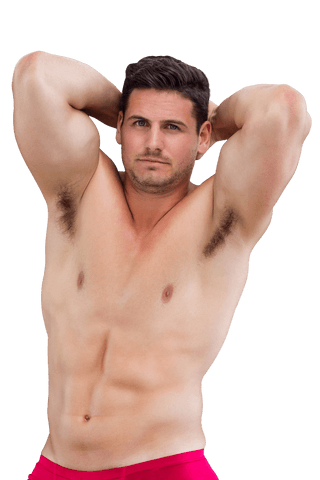 Muscular Caucasian Man Posing Confidently on Transparent Background