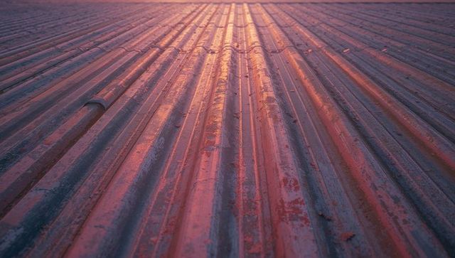 Rustic Corrugated Metal Roof at Sunset