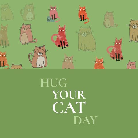 Cute Feline Illustration for Hug Your Cat Day Celebration - Download Free Stock Templates Pikwizard.com