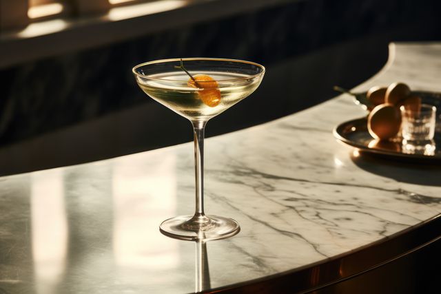 Elegant Martini Cocktail on Marble Countertop in Evening Light - Download Free Stock Images Pikwizard.com