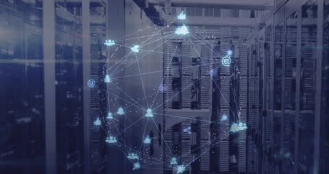 Digital Network Globe in Server Room Enviorment