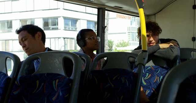 Commuters on Public Bus Traveling in Daylight - Download Free Stock Images Pikwizard.com