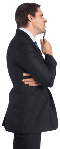 Thoughtful Businessman Thinking Facing Sideway Isolated Transparent - Download Free Stock Videos Pikwizard.com