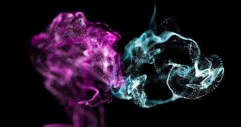 Colorful abstract energy particles on black background