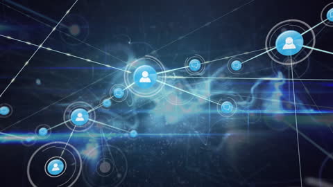 Futuristic Digital Networking System on Blue Background
