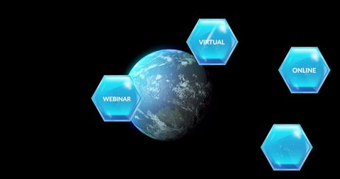 Digital Education Concepts Over Globe Black Background