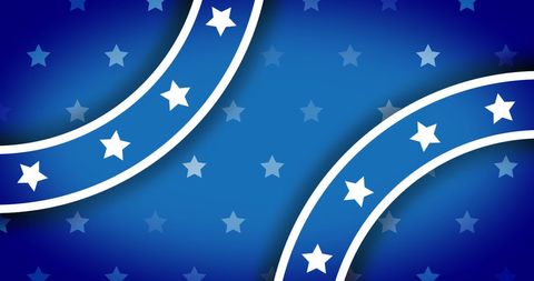 Patriotic Blue Star Pattern with Curved Stripes Design