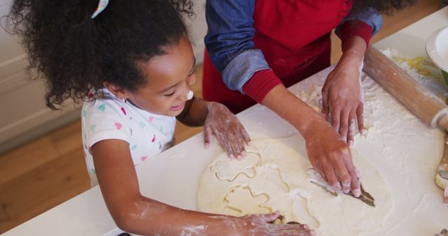 Mother and Daughter Baking Cut-Out Cookies Together in Kitchen - Download Free Stock Images Pikwizard.com