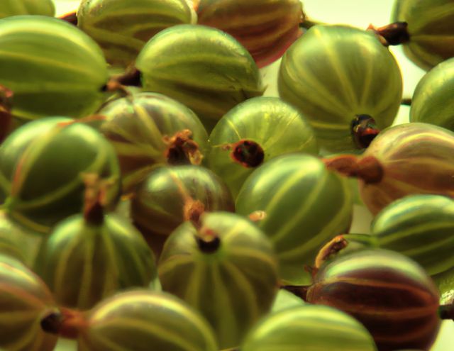 Close up of gooseberries created using generative ai technology. Fruits, nutrition and food concept, digitally generated image.